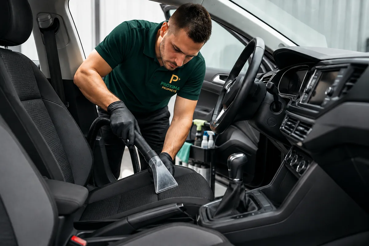 Nettoyage soigné de l'intérieur d'un véhicule personnel